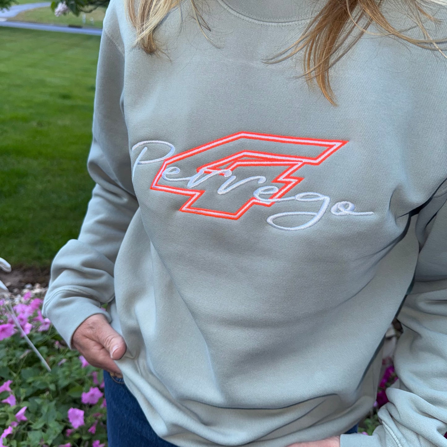 Embroidered PERREGO Crewneck - Sage